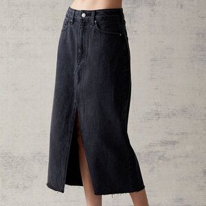 PacSun Black Denim Midi Skirt w/ Slit